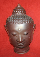 Large Vintage Decorative Distressed life size  Glass Buddha Head