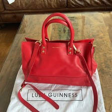 Lulu Guinness Medium Leather Bag In Red With Lips Closure