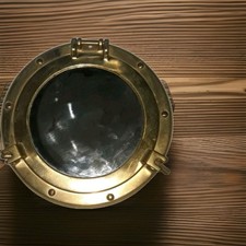 Vintage Brass Porthole Mirror