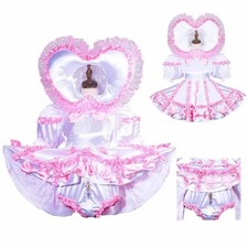 NEW Girl Sissy maid Pink Satin