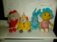 FIFI AND THE FLOWER TOTS  2007 PLUS + 3 SOFT  PLUSH TOYS  DOLL - RABBIT - CLOWN