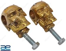 Skull Custom Brass Old School 1" Handlebar Risers for Harley Bobber Chopper New