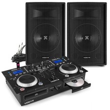 Vonyx SL10 Home DJ Setup with CDJ500 DJ CD Mixer Combo - Complete System