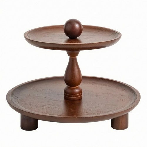 Round wood cake display - wood, stand