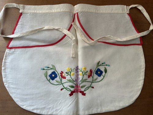 Hand embroidered half apron - half, apron/