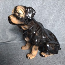 VINTAGE LARGE CERAMIC ROTTWEILER PUPPY ORNAMENT  - Lifesize - 30cm
