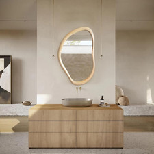 35"X24" Wood Wall Mirror