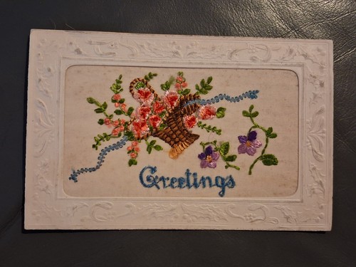 Ww1 silk postcard embroidered - postcard,