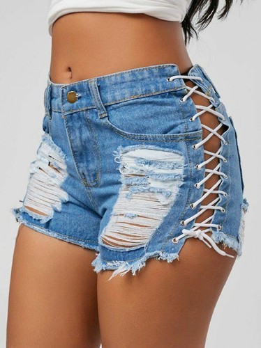 Women lace ripped denim - ripped,