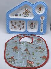 Cath Kidston Cowboy Chintz Patterned Childrens Melamine Section Plate & Bib