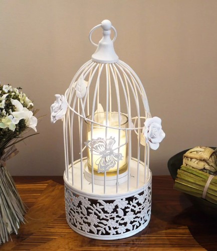 Floral bird cage candle - cage,