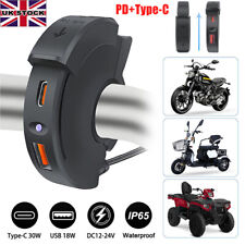 Dual USB Waterproof Port Motorcycle Charger Socket Motorbike Black Power Adapter