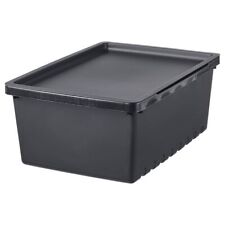 IKEA Plastic Storage Box with Lid 9L Black Stackable Large Paper Tools Bins