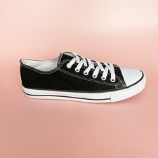 MENS CANVAS CASUAL SHOES TRAINERS LACE UP SNEAKERS PUMPS PLIMSOLLS BLACK