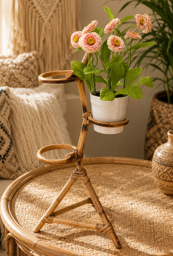Bamboo plant stand pot - bamboo,