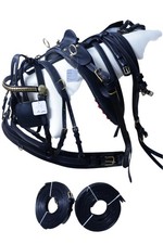 Black Leather Driving Maltese Oily Gig Harness Handmade with Solid Brass Fitting