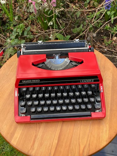 Vintage red typewriter silver - typewriter,