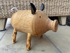 LARGE SOLID WOODEN PIG