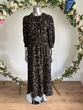 JOULES Maya Shirt Dress Midi Size 6 8 & 10 Black Floral Shirred Waist NEW PD60