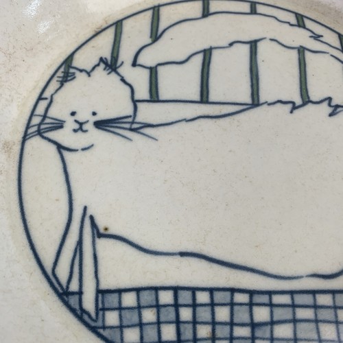 Vintage handmade pie plate cat - vintage,