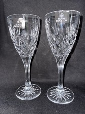 New Set of Two Royal Doulton “Canterbury” 24% Lead Crystal 20.2cm Wine Glasses