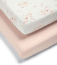 Mamas & Papas 2 Pack Cot/Bed Fitted Sheets, Floral Crib 