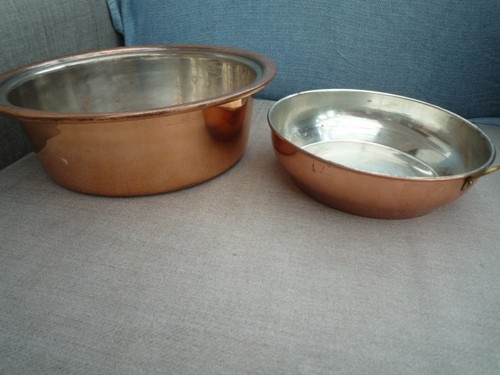 Vintage copper dishes bowls - vintage,