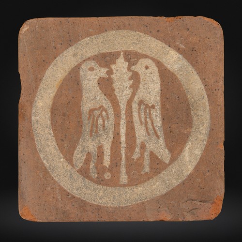 Medieval encaustic tile birds - encaustic, tile,