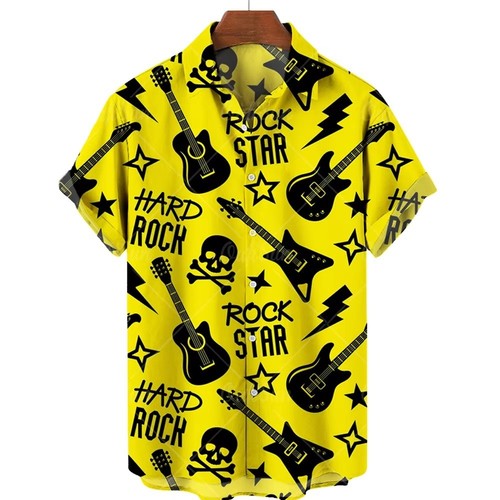 Mens button down yellow rock - mens,