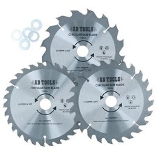 3pc 150mm TCT Circular Saw Blades 16/24/30 TPI & Adapter Rings Reducer TE866