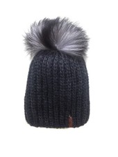 Fox Fur Pom Pom Hat Mixed Wool Funky Brand New