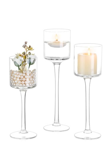 Tall glass candle holder - glass, long