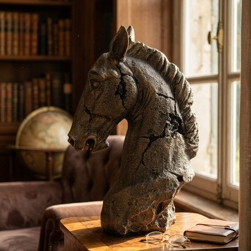 Rustic bronze horse - bronze, head