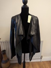 Urbancode Genuine Leather Jacket 8 Women's Waterfall Black NWT see description