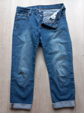 Ladies Levi's 501 CT 3/4 Jeans, Customised&Tapered Fit, Stonewash Blue, W28 L32 