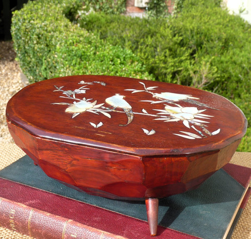 Wooden box inlaid handcarved - wooden,