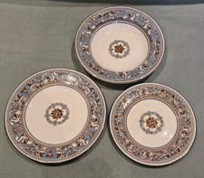 Wedgewood Florentine Turquoise Bone China Rimmed Bowl Bread & Side Plate Trio GC