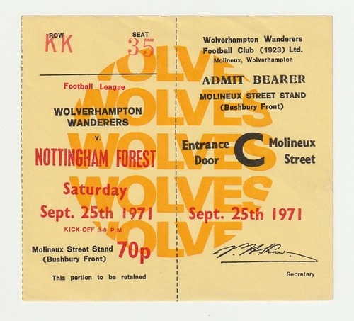 1971 complete ticket - 25/09/1971,