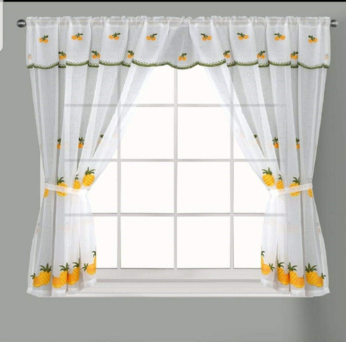 Embroidered kitchen window - kitchen,