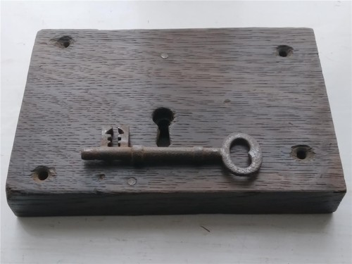 Antique oak door lock - ,, manor