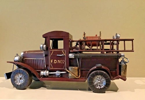 Vintage metal fire truck d - metal,