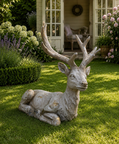 Large lying stag - stag, garden