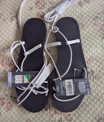 And white leather roman - m,