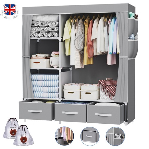Large fabric canvas wardrobe - canvas,
