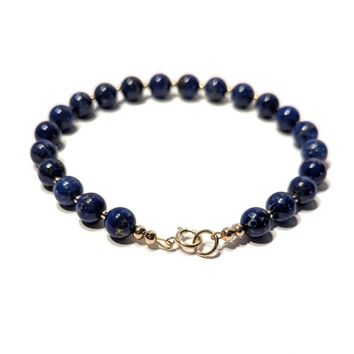 9ct gold lapis lazuli bracelet - gold,