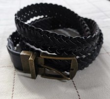 Premier Man Braided Belt - PU Bonded Leather - Black - Size M (32"-38") - NEW