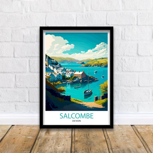 Salcombe devon travel poster - salcombe,