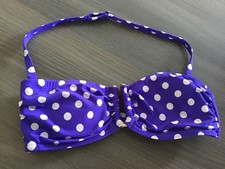 Ladies Marks and Spencer bikini top purple and cream spots Size 8 NWOT U shape 