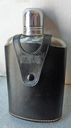 Vintage glass hip flask - hip, bottle