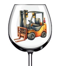 12x Colourful Forklift Truck Vinyl Sticker Decal Tumbler Wine Glass Bottle Mug